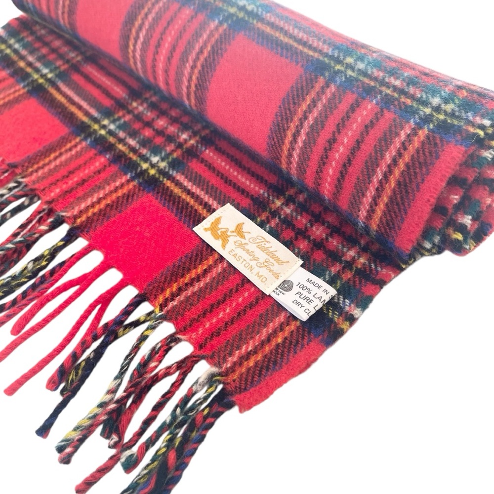 Vintage Royal Stewart Tartan Red Plaid Lambswool Scarf Made in Scotland Unisex